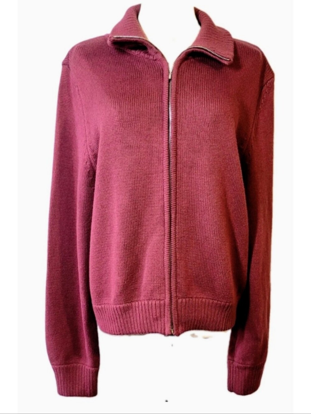 Abercrombie Fitch Sweater Size XL Red Ribbed Knit Full Zip Cardigan Cozy NWT
